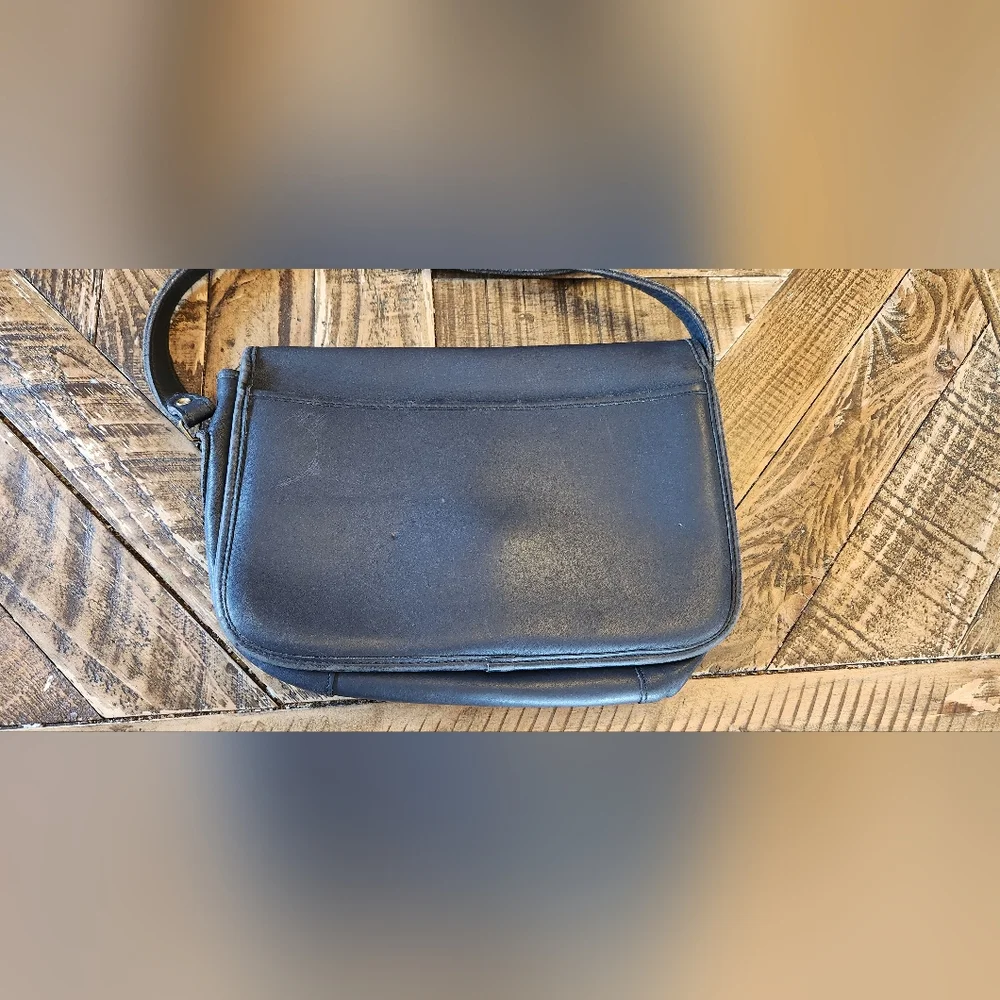 Vintage High Art Leather New York Saddle Bag Blue Grey Crossbody - Picture 7 of 13